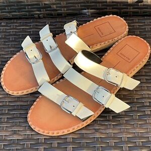 Dolce Vita white three buckle slip on sandals 8.5